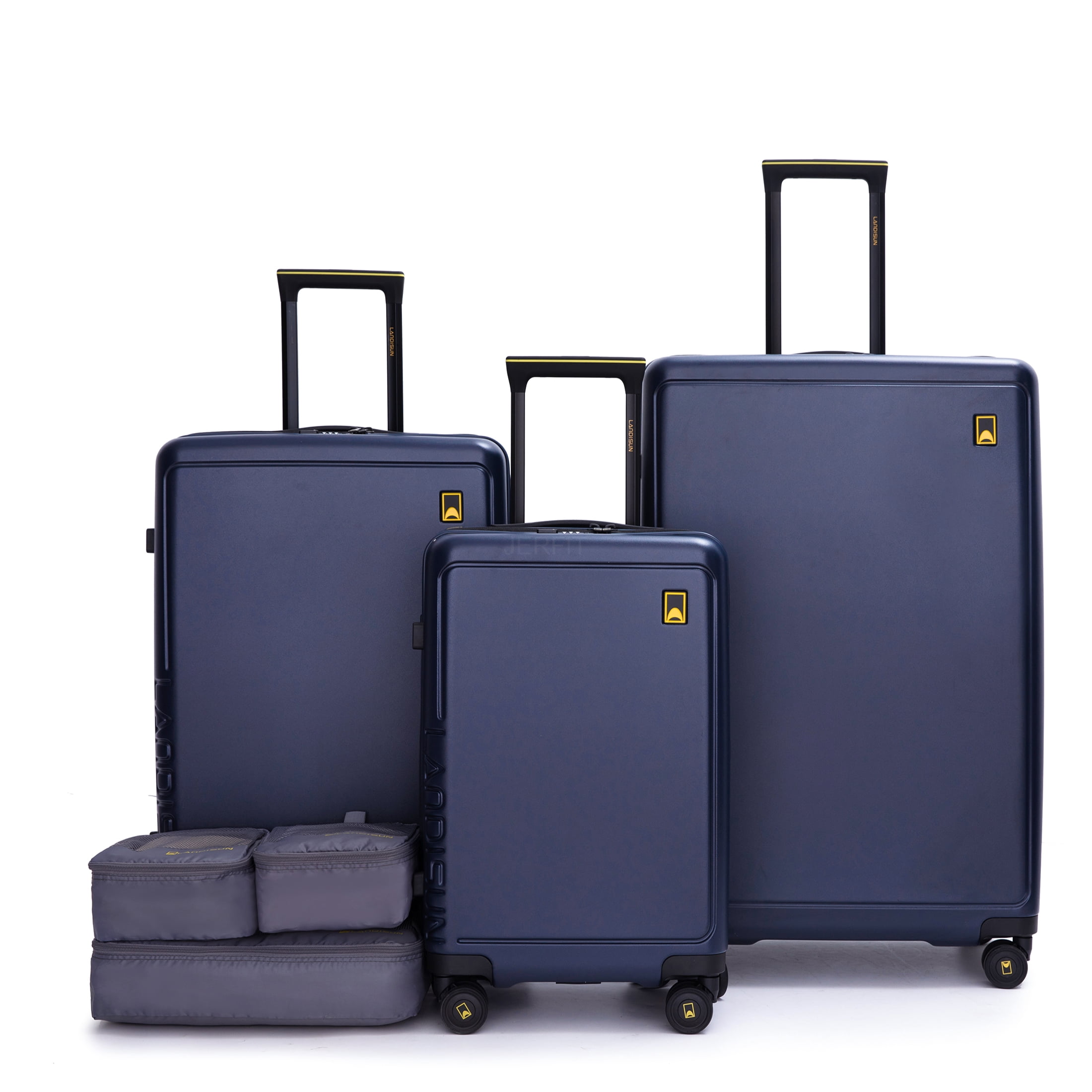 JERFIT 20 Inch Carry On Luggage 3 Piece Set, ABS+PC Hardshell Spinner Suitcase with TSA Lock, Lightweight Expandable Travel Luggage Set in Blue