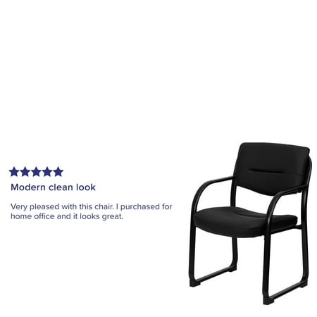 Flash Furniture - Donny  Contemporary Leather/Faux Leather Side Chair - Upholstered - Black