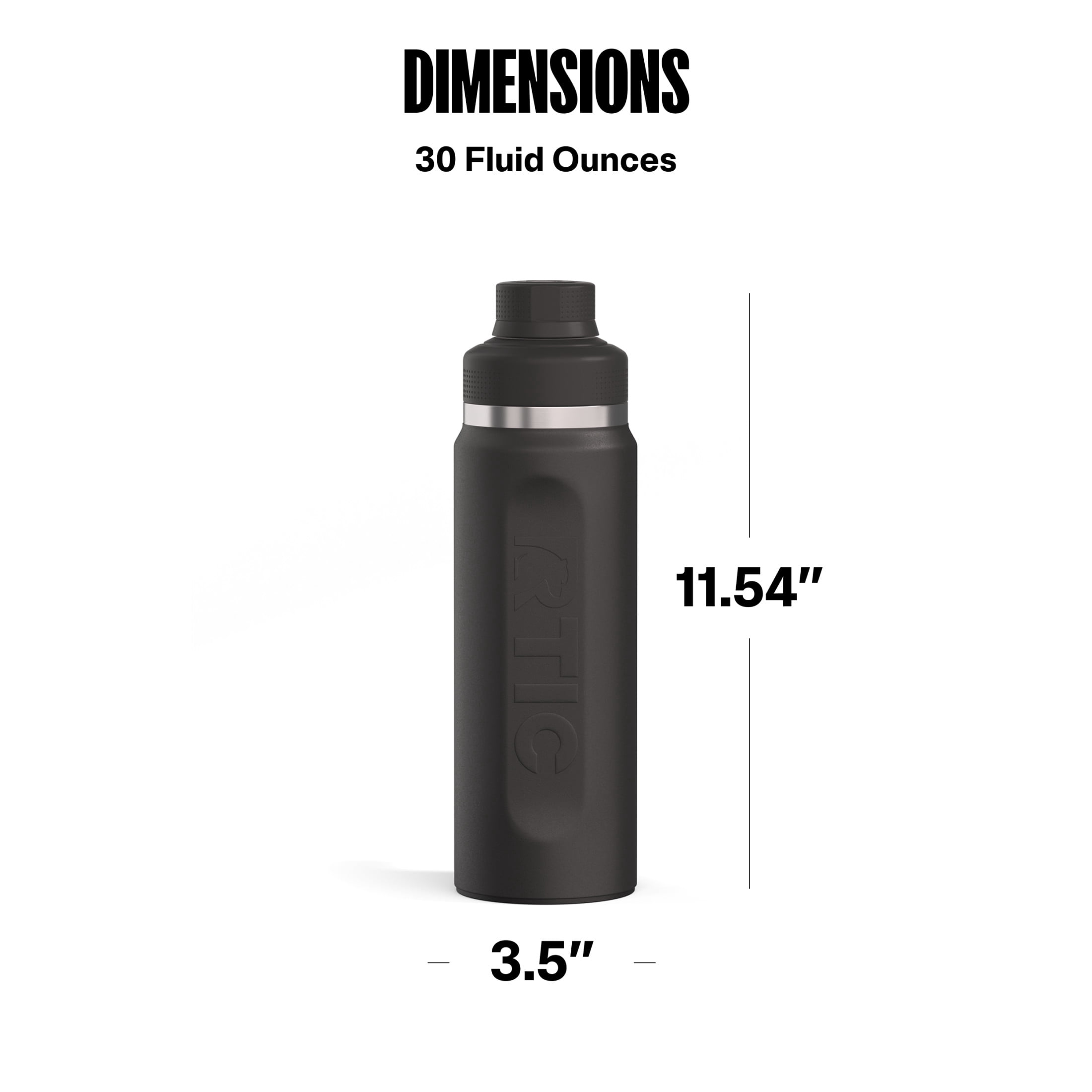 RTIC 30 oz Ceramic Lined Insulated Refuel Water Bottle, Leak Proof with Removable Shaker, Black