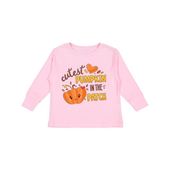 Inktastic Cutest Pumpkin in the Patch with Orange Heart Boys or Girls Long Sleeve Toddler T-Shirt