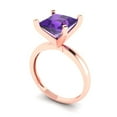 thumbnail image 2 of 3 ct Princess Cut Natural Amethyst Solitaire Engagement Ring for Women in 18K Rose Gold, 2 of 5