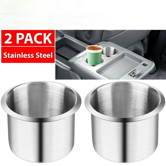 2-Pack Universal Stainless Steel Cup Holders, 2.67 Inch Inner Dia Drink Holder for Car, Boat, Marine, RV, Truck Interior Upgrade, Easy Installation