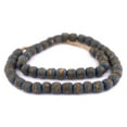 thumbnail image 3 of The Bead Chest Dark Grey Kente Krobo Beads 14mm Ghana African Round Glass Large Hole 28 Inch Strand Handmade, 3 of 3