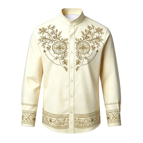 Glisme Toddler Boy'S Tops 3-4 Years Turn-Down Collar Blouse Long Sleeve Cartoon Prints Shirts Cute Daily Wear Beige
