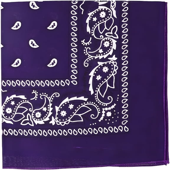 TELOLY 2026 New 22 Inch Cotton Paisley Bandana for Headwear, Neckwear, Face Mask, Wrist Wrap, Hair Accessory Purple Bandana
