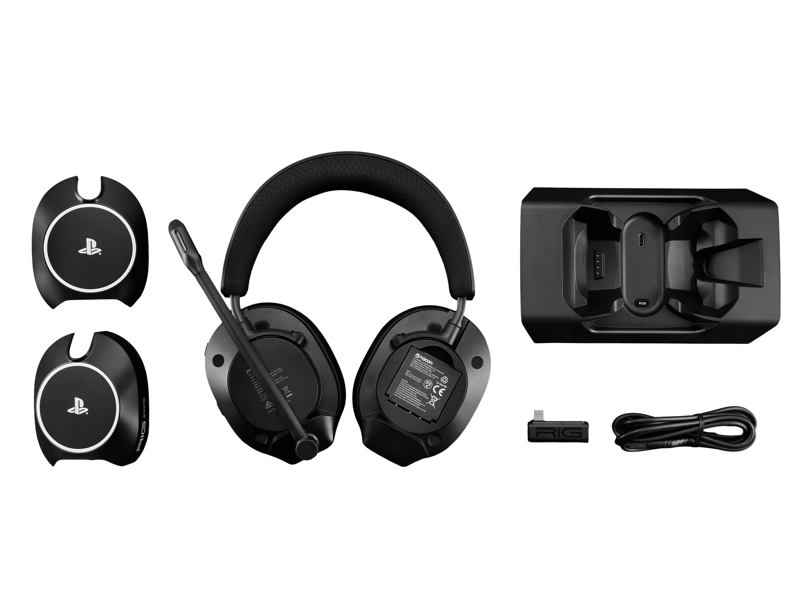 RIG R8 SPECTRE PRO HS Black Dual Wireless Gaming Headset with Graphene Drivers and Base Station - PlayStation