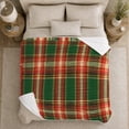 thumbnail image 4 of Green Tartan With Red And Cream Crossbars, Cozy Flannel Blanket with Traditional Tartan Plaid Print, Housewarming Gift for Traditional Plaid Enthusiasts, Home Decor for Bedroom and Living Room, 4 of 7