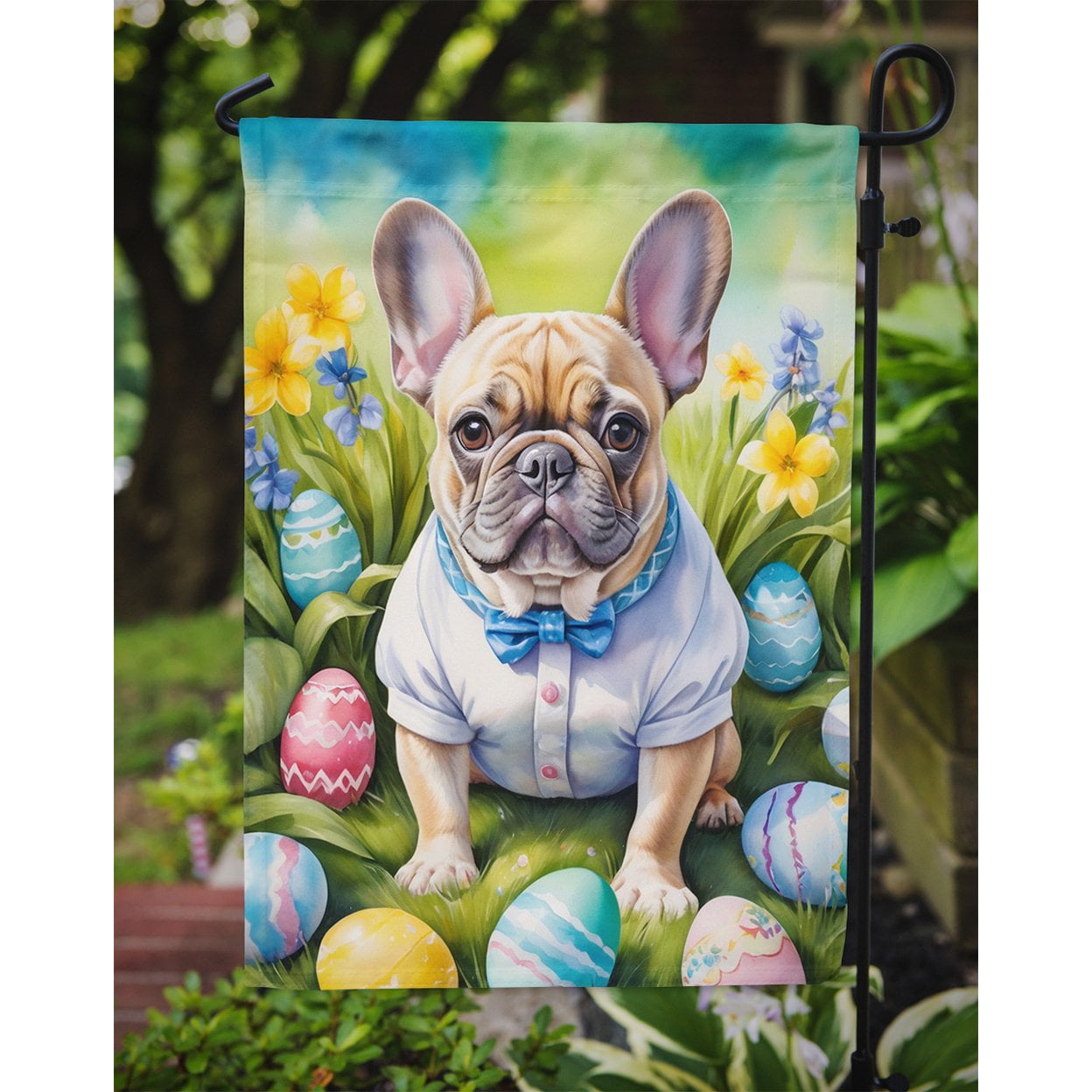 French Bulldog Easter Egg Hunt Garden Flag 11.25 in x 15.5 in