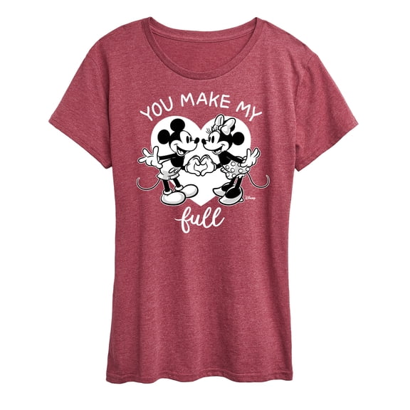 Disney - Mickey & Friends - Minnie & Mickey - You Make My Heart Full - Women's Short Sleeve Graphic T-Shirt