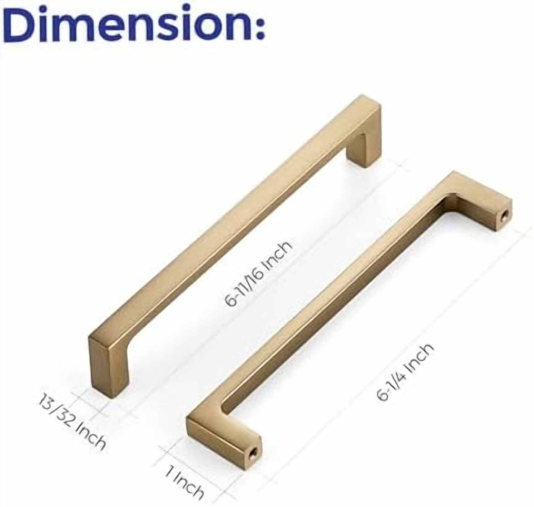 5 Pack Solid 6-1/4 Inch Square Cabinet Handles - Champagne Bronze Pulls for Drawers and Kitchen Cabinets - Hardware Handles