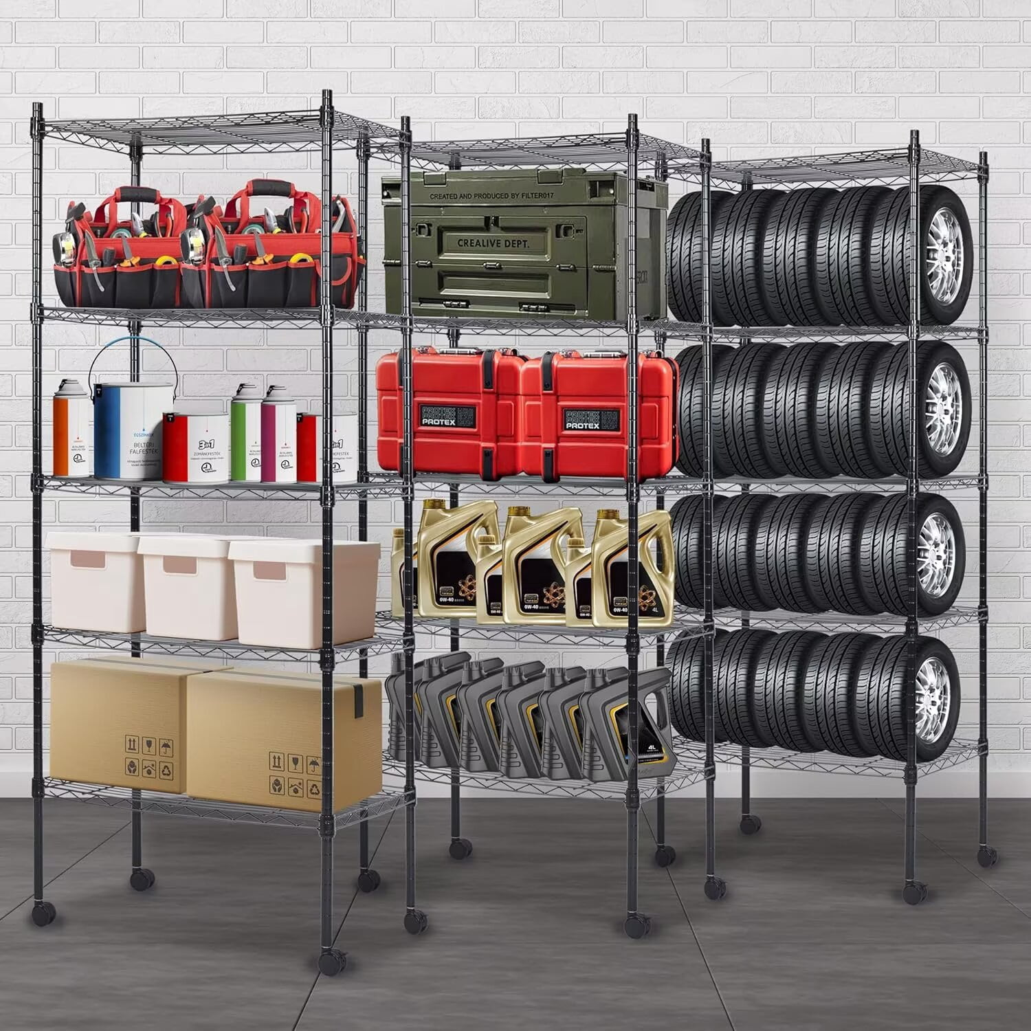 QUIOCOZY 5-Tier Heavy Duty Wire Storage Shelving Unit, Adjustable Metal Rack for Kitchen, Pantry, Garage, and Office, Black, 30" W x 14" D x 65" H