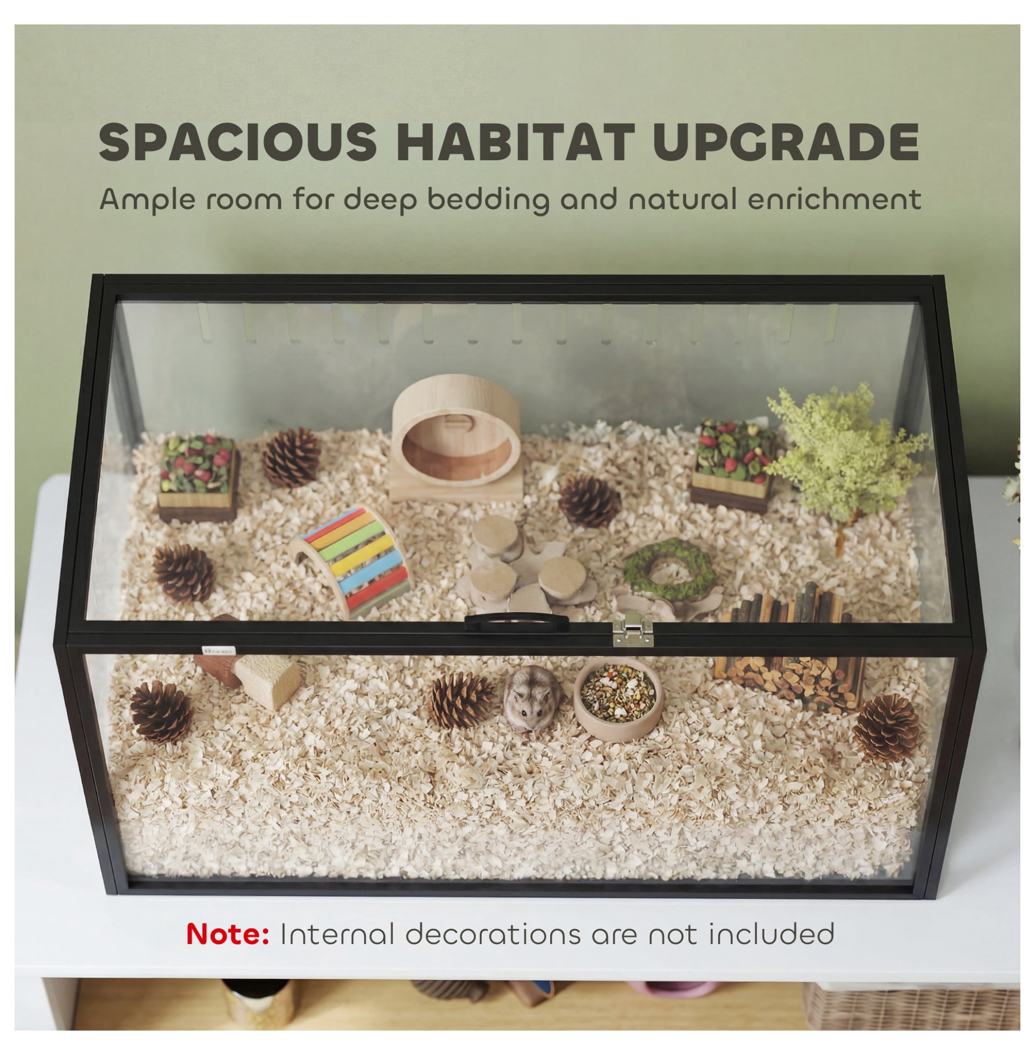 Hamster Cage Large Acrylic, Chew Proof Guinea Pig Cage Open Top, for Hedgehog, Dwarf Hamster, Rat - Spacious Ventilation & Clear View