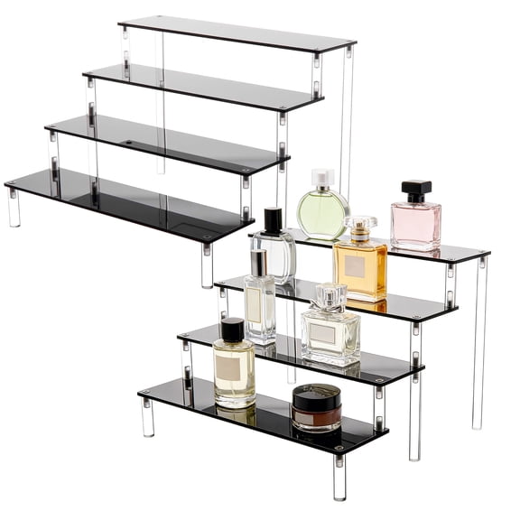 Topsome 4 Tier Perfume Stand Organizer 2 Pack, Acrylic Display Risers for Vanity Organizer Bedroom Bathroom Storage, Perfume Shelf for Decoration