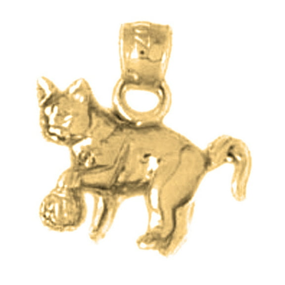 10K Yellow Gold Cat Pendant - 15 mm