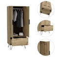 thumbnail image 3 of Augusta Armoire Closet, One Drawer, Double Door Cabinet Light Oak, 3 of 9