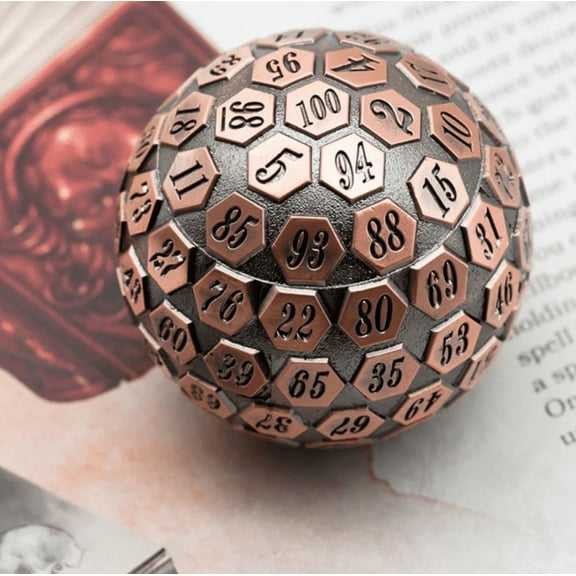 Bronze Metal d100 | 100-Sided Die | Dungeons and Dragons | Metal DnD Dice