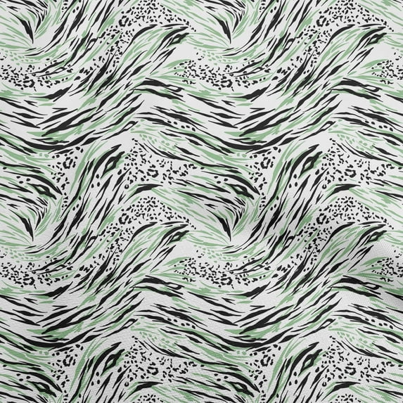 oneOone Cotton Poplin Twill Light Green Fabric Animal Skin Sewing Material Print Fabric By The Yard 56 Inch Wide