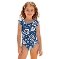 thumbnail image 3 of Grblisyd Girls One Piece Swimsuits Flutter Sleeve Hawaiian Beach Sport Swimwear Kids Crew NeckBathing Suit 8 Years, 3 of 6