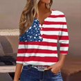 thumbnail image 2 of HEILAU Independence Day Shirts for Women American Flag Graphic T Tops Summer Printed Top 3/4 Sleeves Blouse Short Sleeve T Shirt V Neck Patriotic Tops, 2 of 7