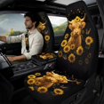 thumbnail image 3 of Xoenoiee Highland Cattle Sunflower Print PU Leather Car Seat Covers Full Set with Seat Belt Cover Pad and Car Armrest Cover Pad, 5 Pieces Automotive Front Seat Seat Cover for Cars Trucks SUV, 3 of 7