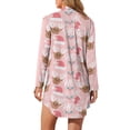 thumbnail image 2 of Yuyamidu Reindeer Button Up Nightgowns for Women Pink Postpartum Pajamas Dress Plus Size HO-HO-HO Boyfriend Button Down Sleep Shirt Christmas Long Sleeves Shirts Size M, 2 of 7