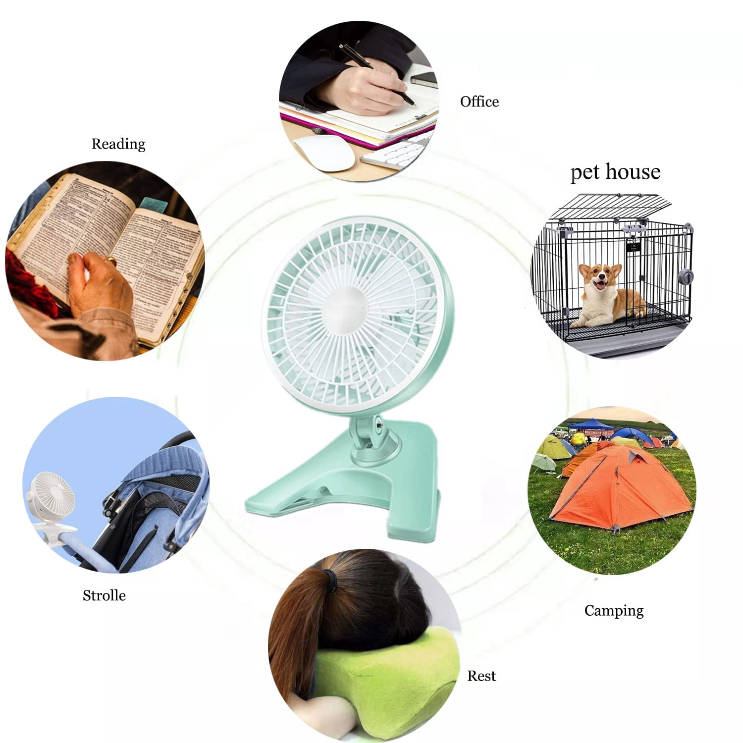 Kiven USB Fan Clip On Portable Fan with Motion Sensor 2 Speed and Adjustable Tilt Fan Mini Car Seat Fan Small USB Desk Personal Fan for Stroller Accessories/Crib/Home Office