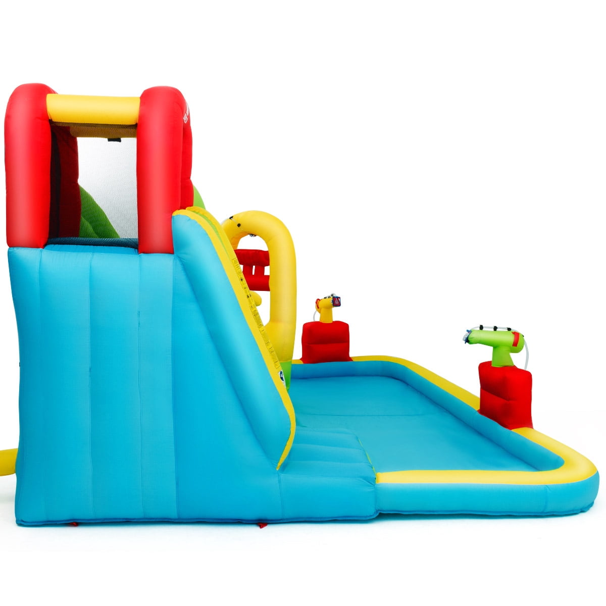 Topbuy Inflatable Splash Water Park Play Bounce House Bounce Slide Climbing Wall with 680W Blower