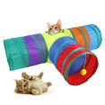 thumbnail image 1 of Túnel de conejillo de indias, túneles y tubos plegables de 3 vías para mascotas pequeñas con bola interactiva para bebé, conejo, hurón, hámster, esconderse y descansar, 1 of 5