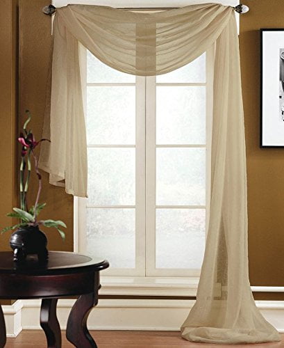 Beige GorgeousHome *Various Colors /& Animal Print Designs* 1 Pc Hotel High Quality Elegant Window-Sheer Scarf Valance 37 x 216