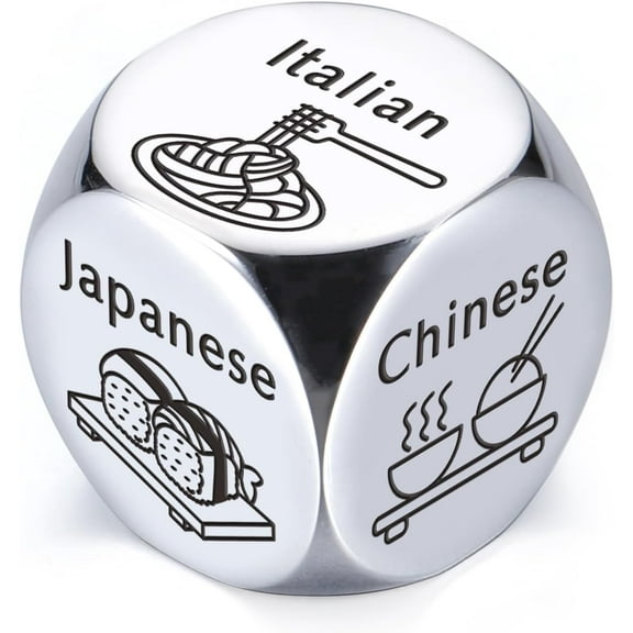 Gift for Women Men - Food Decision Dice Stainless Steel Food Decision Dice 11th Anniversary Steel Gifts for Him Her Couple Girlfriend Boyfriend Husband Wife Christmas Stocking Stuffers White Elephant