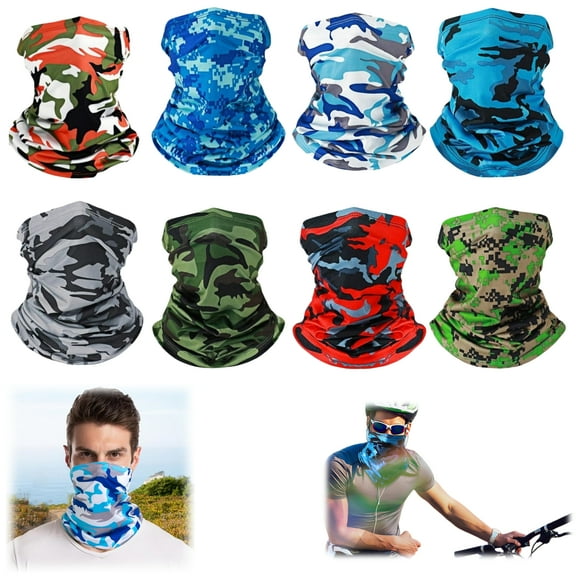 WuPing Neck Gaiter Face Cover - Sun Protection Mask Balaclava for Men and Women, 8 Pcs