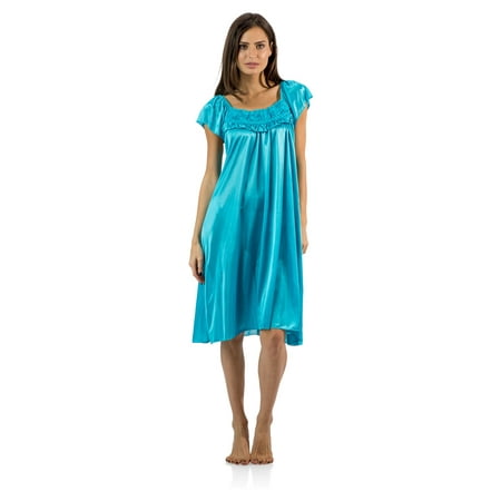 

Casual Nights Women s Cap Sleeve Flower Silky Tricot Nightgown