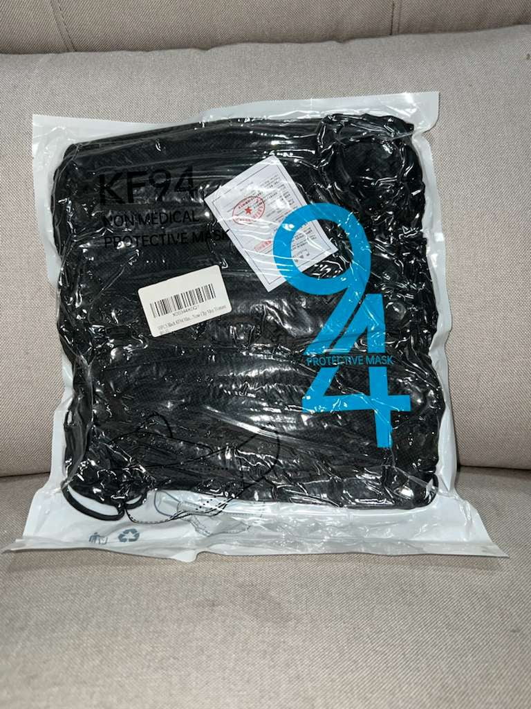 HomeLife LLC Black KF94 4-Layer Earloop Face Masks Vacuumed in Bags, 3000 Count