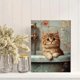 thumbnail image 2 of Qisvanset 12x16 Inch 2D Flat Framed Canvas Art, Kitten Bathtub Vintage Oil Painting Whimsical Pet Lover Home Wall Gift, 2 of 5