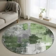 thumbnail image 2 of Sage Green Grey Round Area Rug 4 FT, Non Slip Indoor Outdoor Rug, Modern Oil Painted Abstract Art Aesthetics Washable Soft Circular Carpet Floor Mat for Coffee Table Nursery Foyer Balcony, 2 of 9