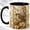 Black, variant on Sparrow Pair Coffee Mug, Cream Flower Mug, Ceramic 11 oz