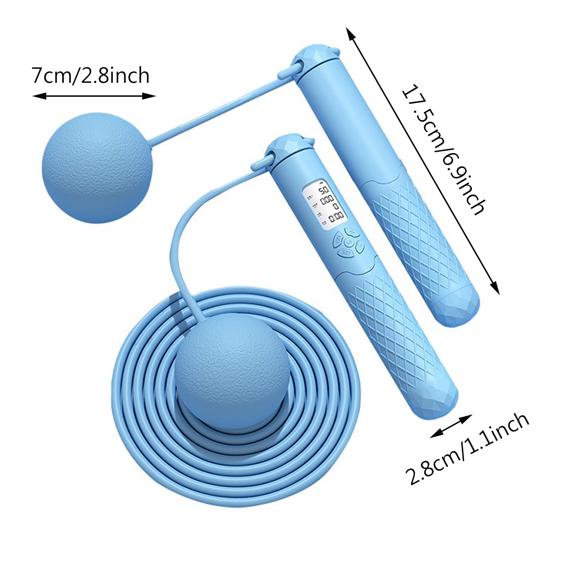 Smart Counting Jump Rope - Cordless & Corded, Rechargeable, with LCD Display for Fitness, Exercise, Workout (Blue)