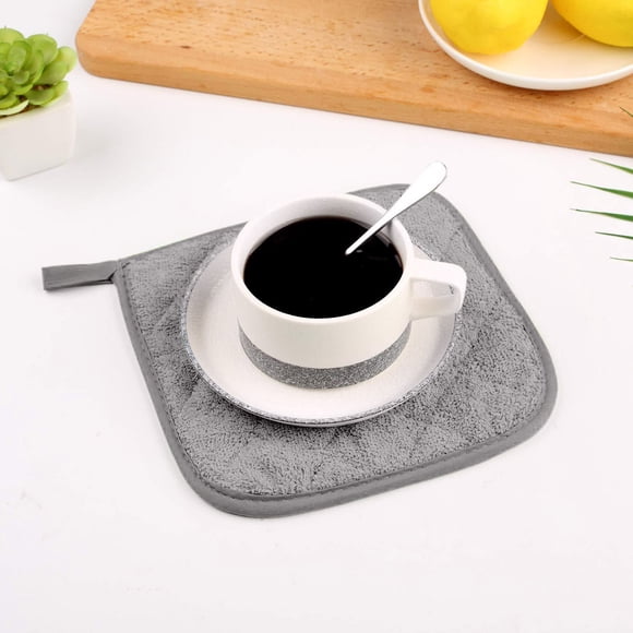 Thick Cotton Pot Holder, 7x7 Inch Heat Resistant Square Potholder, Little Trivet Fabric Pad for Kitchen Cooking Baking and Serving Hot Dishes