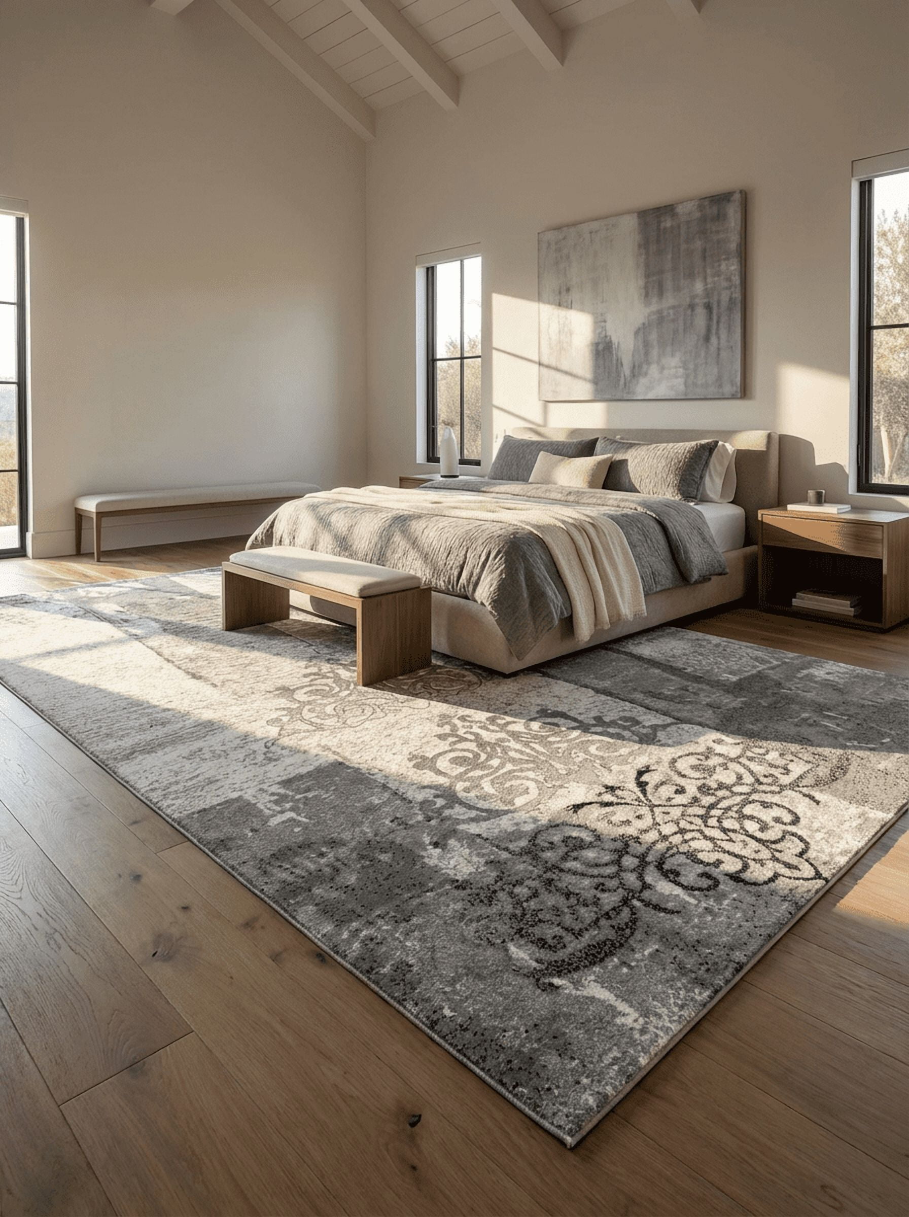 Rug Branch Montage Collection Modern Damask Runner Area Rug