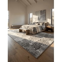 Rug Branch Modern Abstract Fractal Grey Black Indoor Area Rug - 6x9