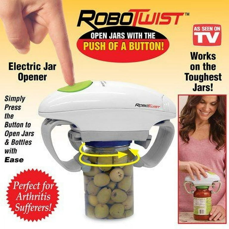 Robo Twist Electric Jar Opener– The Original RoboTwist One Touch Electric  Handsfree Easy Jar Opener, Works for Jars - As Seen on TV