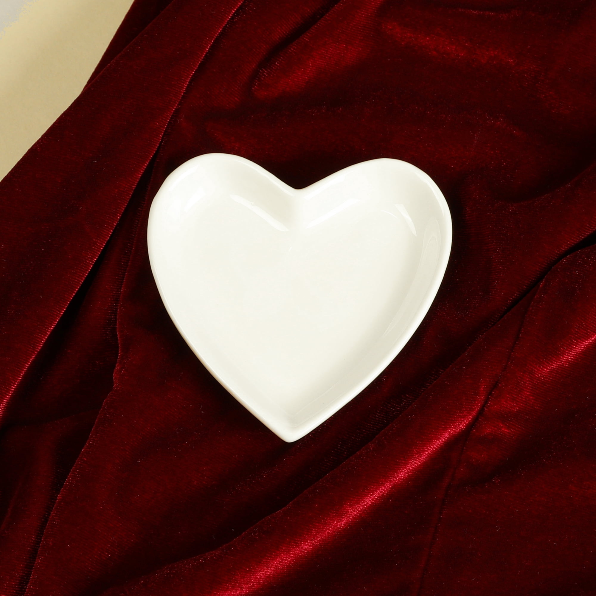 Unique Bargains Ceramic Jewelry Tray Trinket Ring Dish for Organizing Earrings Necklaces White-9*9.2*1.3cm