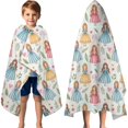 thumbnail image 3 of White Princess & Leaf Pattern Hooded Bath Towel，60"x35" for Ages 3 To 12 Kids, Quick Dry Lightweight Soft Microfiber Hood Beach Towel Cover Up for Kids, 3 of 7