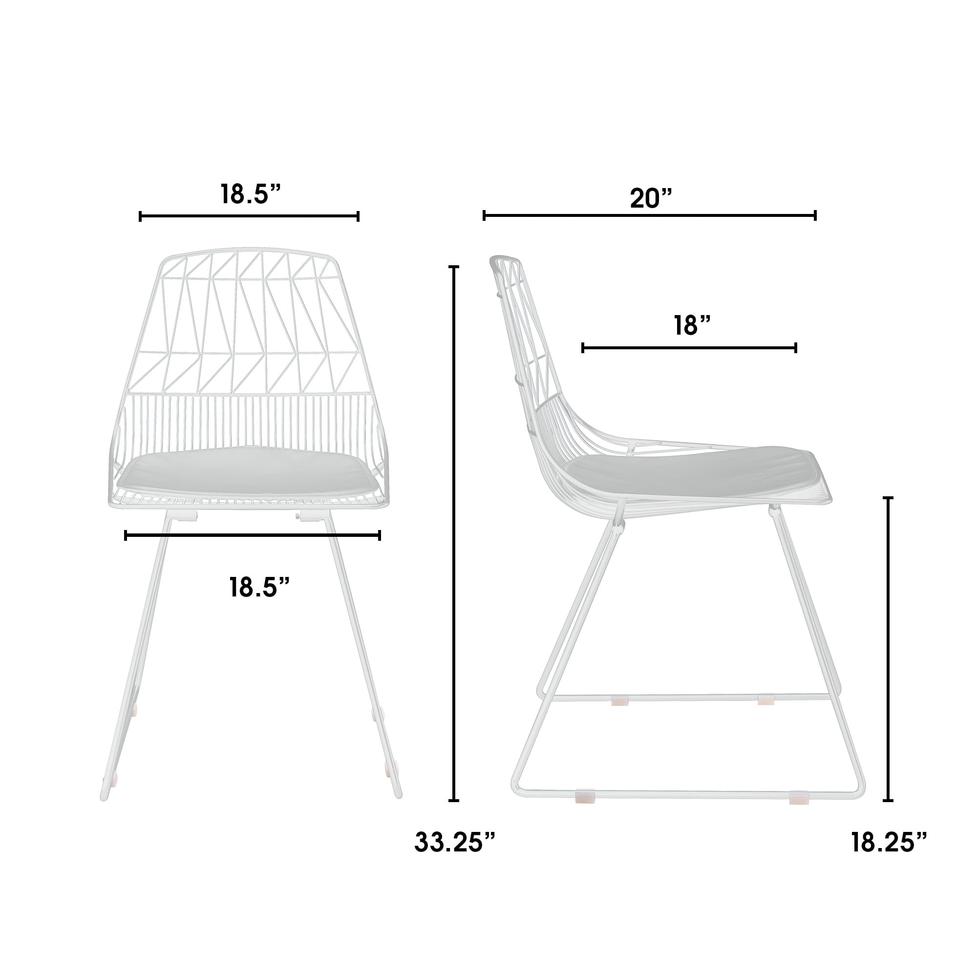 Adore Decor Vivi Metal Dining Side Chair in French White (Set of 2)