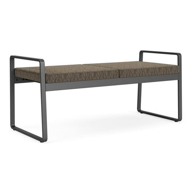 Gansett Reception Waiting Room Steel 2-Seat Bench / Charcoal Steel / Brown