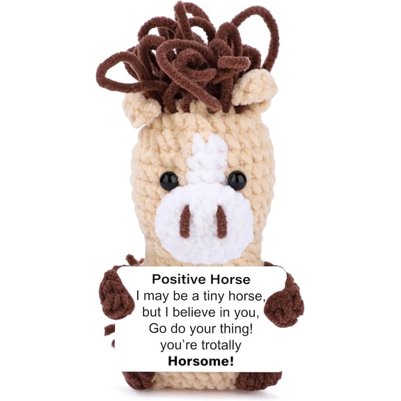 QenASHaing Mini Horse Crochet Animal Positive Emotional Support Gift, Graduation Gifts for Her, Birthday Gifts Women Daughter Friend Valentines Day Crochet Horse