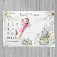 thumbnail image 3 of Bunny Milestone Blanket, Watercolor Print of Spring Flowers in a Chest and Rabbit Animal Design, Growth Chart with Custom Names Photo Background, 60" x 80", Beige and Pale Turquoise, by Ambesonne, 3 of 6