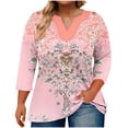 thumbnail image 2 of Rciityk 3/4 Sleeve Tops for Women Casual V Neck Floral Print Basic T-Shirts Summer Tops Fashion Plus Size Loose Fits Blouses, 2 of 5