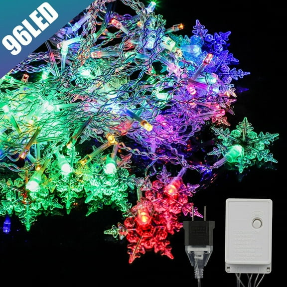 EROCK Christmas 96 LED Curtain Window Snowflake String Fairy Lights Waterproof Decor