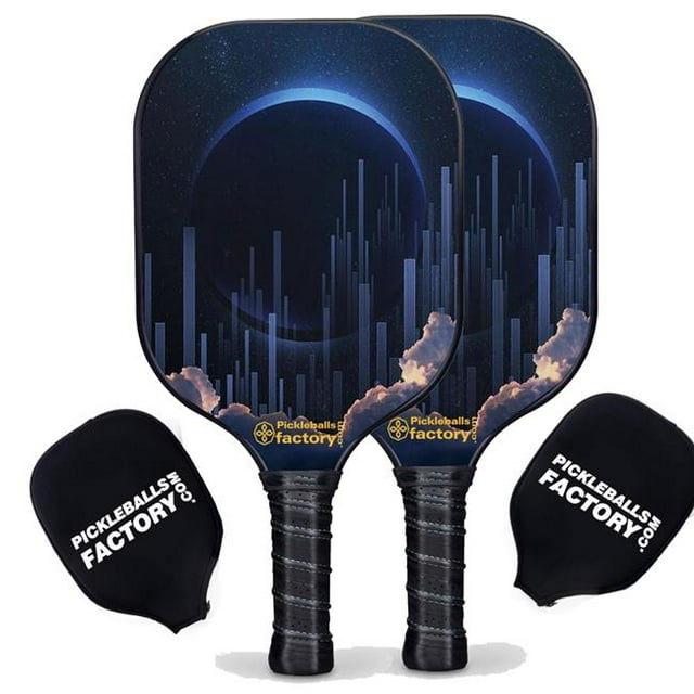 Pickleball Factory PB00030-5-G Pickleball Paddle Set - Lunar Eclipse Pickleball Equipment, Used Pickleball Net, Glassfiber Graphite